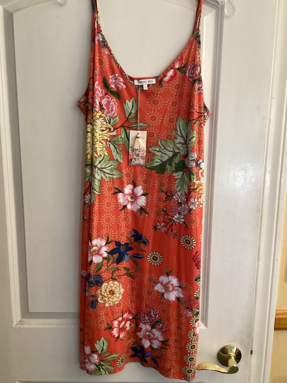Johnny Was Whistle Slip Dress Orange Floral Large NWT
